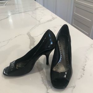 ⭐️ BCBGirls Black Patent Peep Toe Pumps, Size 6.5